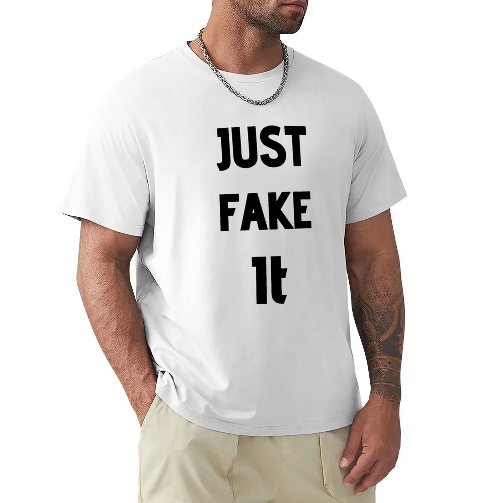 Just Fake It T-Shirt Coreano Fashion Blacks Magliette Pesanti Per Uomo