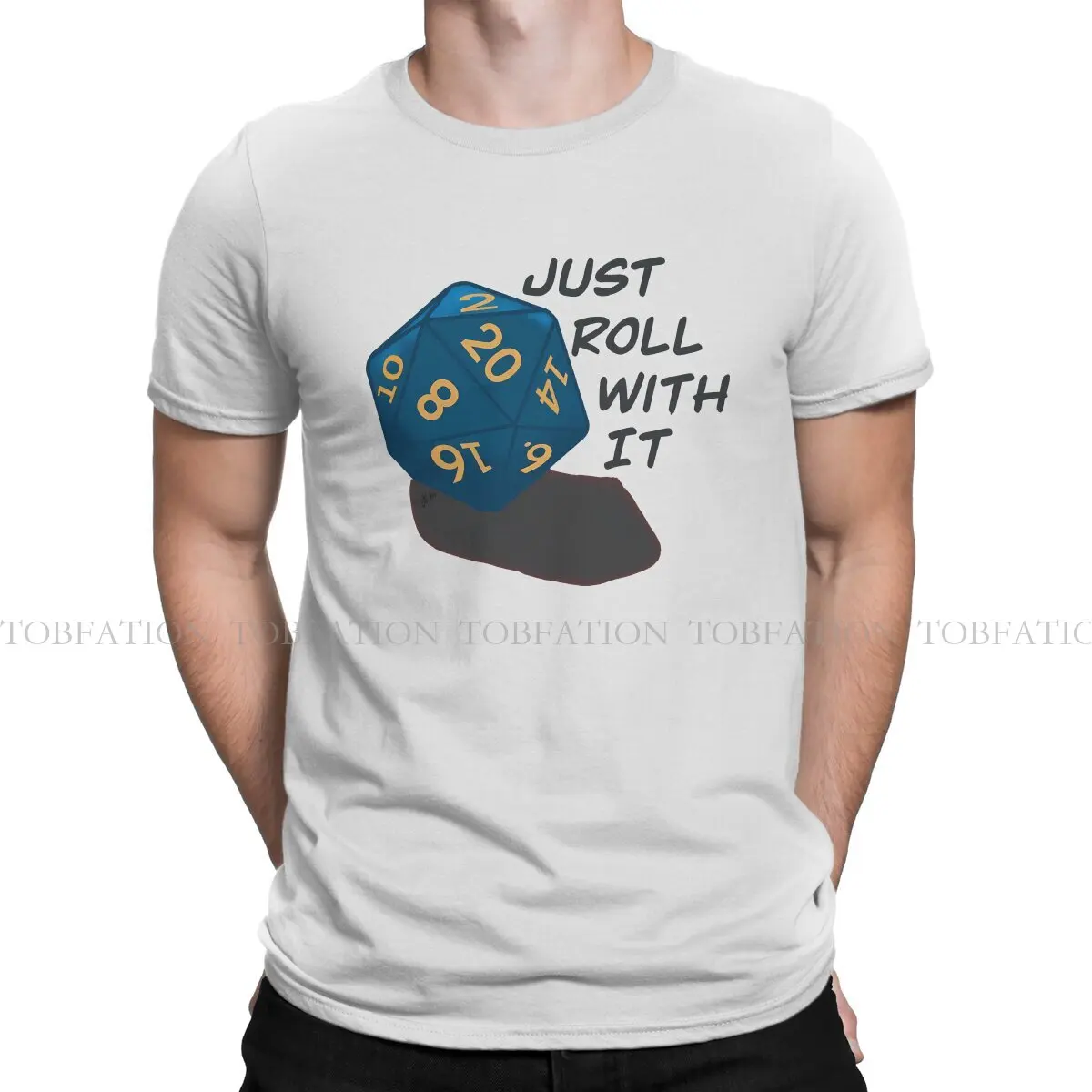 D20 Just Roll With Muslimo Neck Tshirt Dungeon Fabric Classic T Shirt Abbigliamento Uomo Moda Vendita Calda