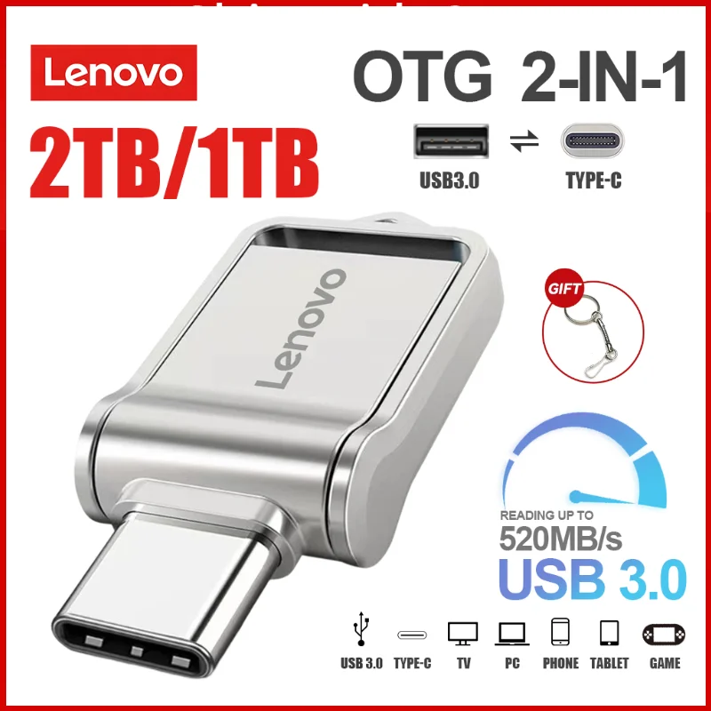 Lenovo 100% Full Capacity Usb 3.0 Flash Drive 2Tb 1Tb 128Gb Super Tiny Pen Drive Pendrive Memoria Impermeabile Memoria Usb U Disk