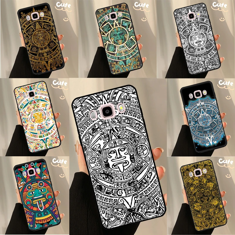 Aztec Calendar Mayan Native Stone Case For Samsung J7 J3 J5 2017 A3 A5 J1 2016 A6 A8 J4 J6 Plus A7 A9 J8 2018 Phone Cover