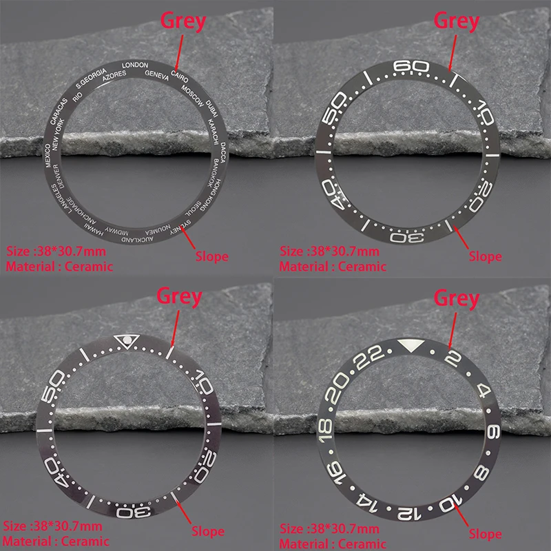38*30.7Mm Imitazione Meteorite Grigio Cornice In Ceramica Inserto Accessori Per Orologi Per Skx007 Sub Gmt Omega Parti Di Riparazione Della Cassa Dell