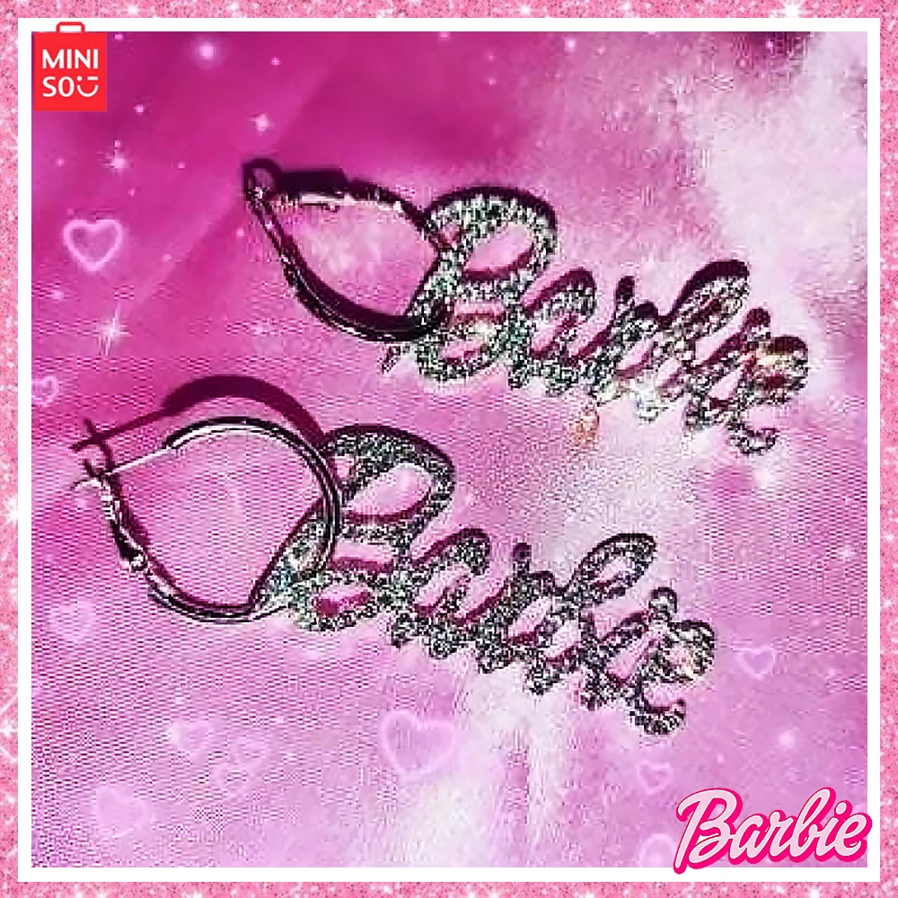 Miniso Boutique Barbie Collana 2023 New Y2K Millennium Spice Girl Barbie Full Diamond Letter Orecchini Anime Girl Accessorio Regalo