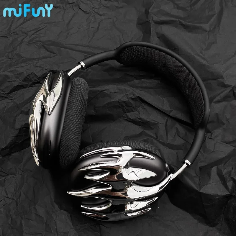 Mifuny Airpods Max Custodia Cover Silver Flame 3D Resin Design Decorazione Per Auricolari Adatta Per Airpods Max Accessori Per Auricolari