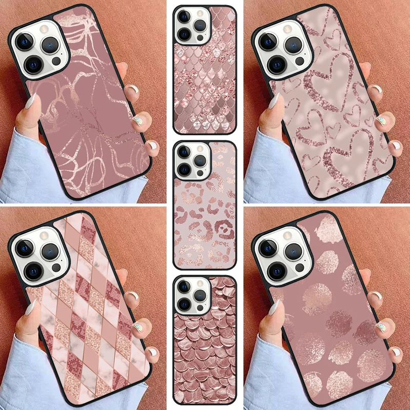 Custodia Per Telefono Love Rose Gold Style Per Iphone 15 14 Pro Max 11 13 12 Mini X Xr Xs Max Se 2020 6S 7 8 Plus Cover Capa