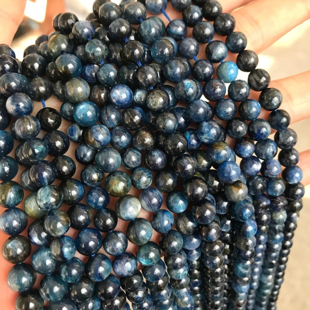 Aaaa Natural Round Blue Kyanite Beads Round Loose 15 "Strand 4 6 8 Distanziatori Perline Per Gioielli Che Fanno Bracciali Fai Da Te