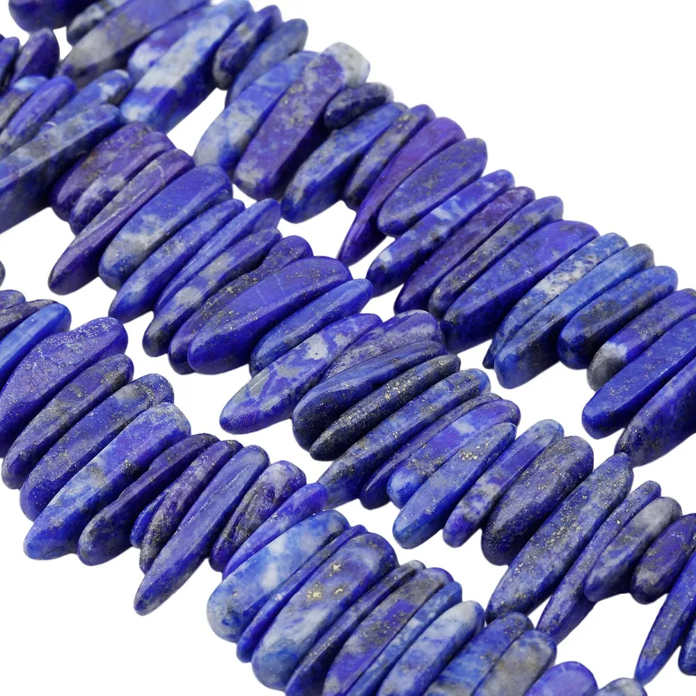 Tumbeelluwa Blu Lapis Lazuli Spiedi Punte Di Pietra Top Forato 15 Inch Strand