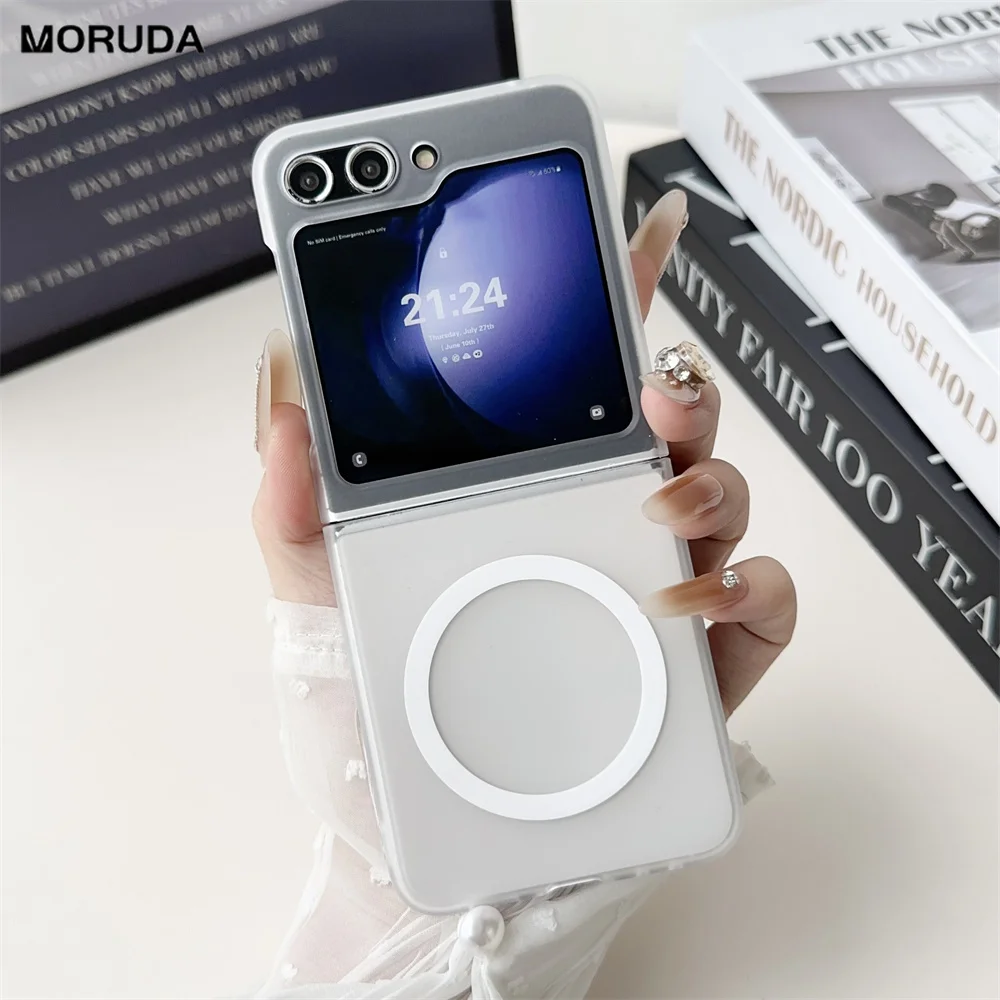 Custodia Magsafe Magnetica Trasparente Opaca Per Samsung Z Flip 6 Z Flip 5 4 3 Cover Di Ricarica Trasparente Per Custodia Rigida Galaxy Z Fold 6 5 4 3