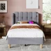 Polsterbett Einzelbett Mit Usb Type C Ladefunktion, Bettgestell Mit Lattenrost, Gepolstertes Bett In Grau,90X200 Cm Bettrahmen J