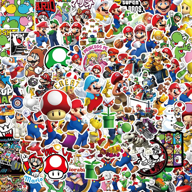 50/100Pcs Cartoon Super Marios Game Stickers Pack Scrapbooking Laptop Notebook Frigo Phone Skateboard Decal Sticker Kids