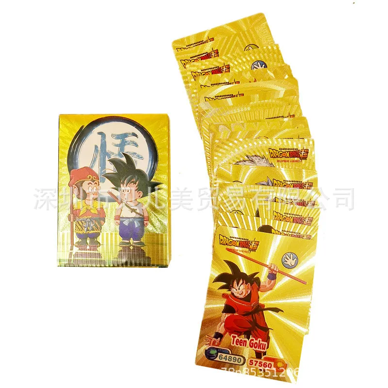 50 New Dragon Ball Gold Foil Cards Goku Vegeta Toriyama Akira Super Sayajins Gioco Da Tavolo Battle Collection Card Gift