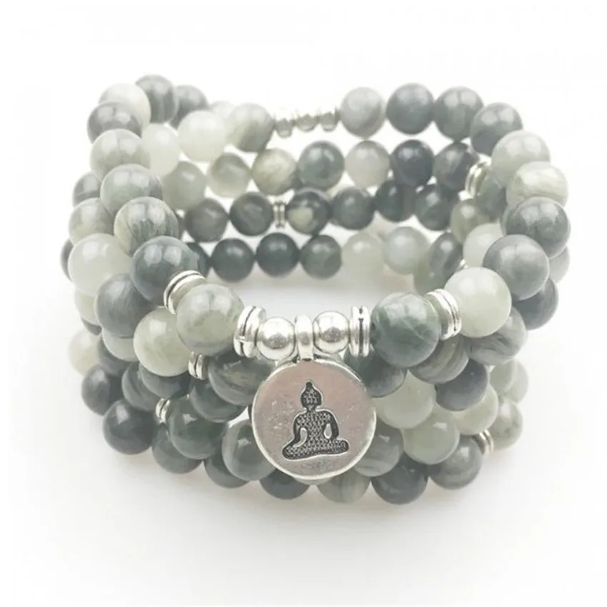 6Mm Moss Agate 108 Perline Braccialetto Pendente Unico Eco-Friendly Link Party Handmade Jewelry Lovers Unisex Minimalista Regolabile
