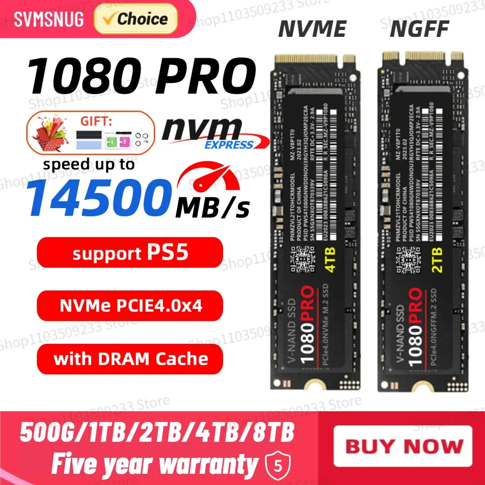 14500 Mb/S M2 Nvme 1080Pro Ssd Per Ps5 Muslimhdd M.2 2280 Hard Disk 2Tb 1Tb 500Gb Unità A Stato Solido Per Ps5 Notebook Desktop