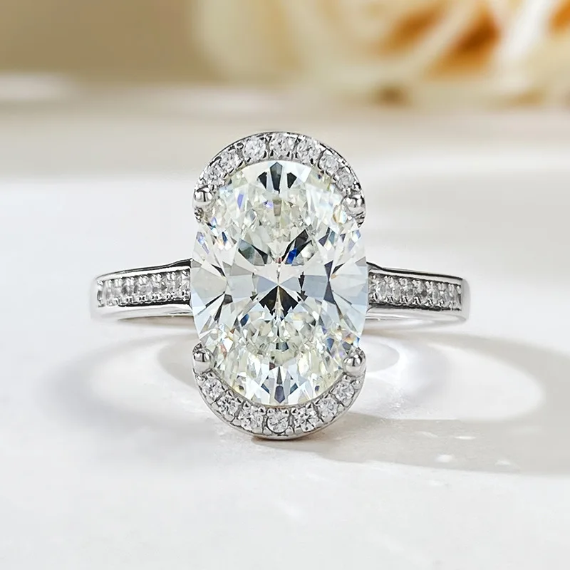 2023 Nuovo Anello In Argento S925 8*11 Bianco G Colore Diamante Ad Alto Tenore Di Carbonio Europeo E Americano