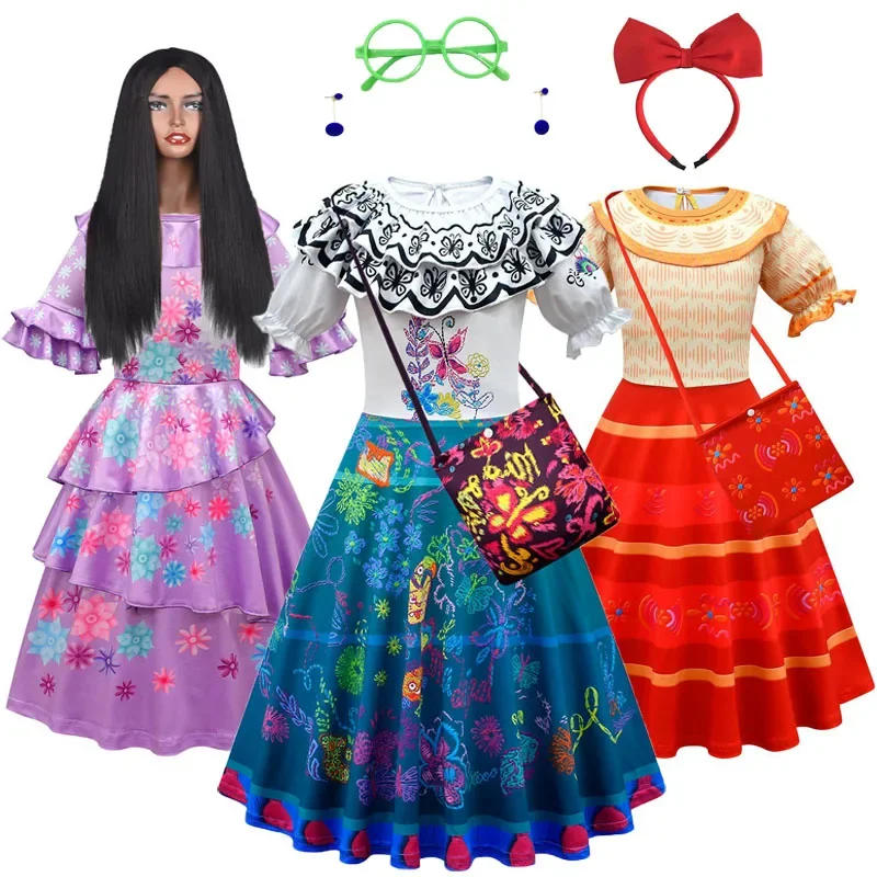 Encanto Mirabel Madrigal Costume Louise Gonna Lunga Ragazza Princess Dress Carnival Masquerade Kids Blanca Cosplay Party Dress Up
