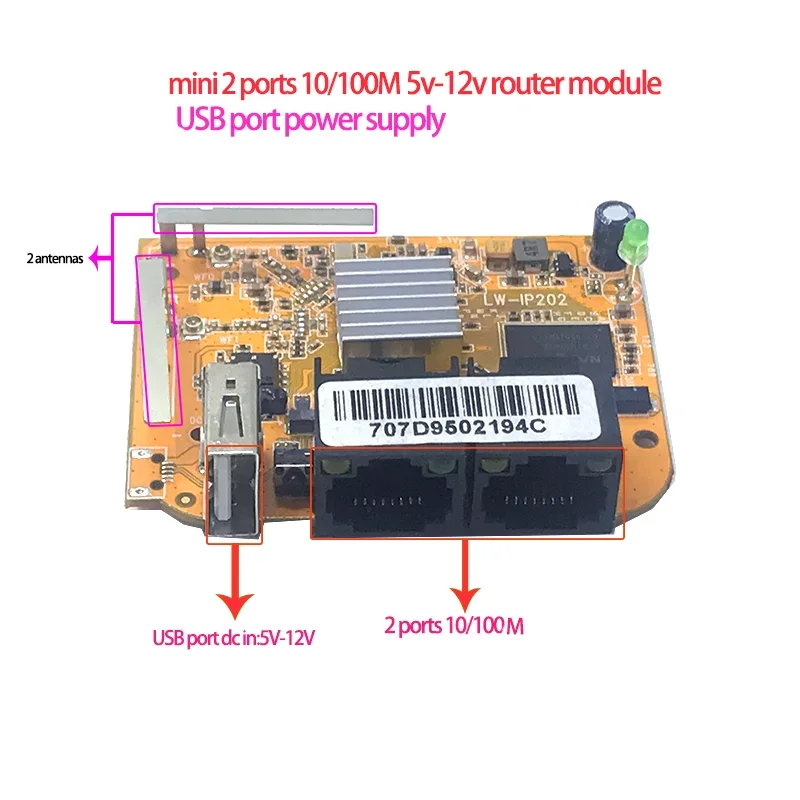 Modulo Router Ethernet Wireless A 2 Porte 10/100Mbps Design Modulo Router Ethernet Per Scheda Pcba Ethernet Scheda Madre Oem