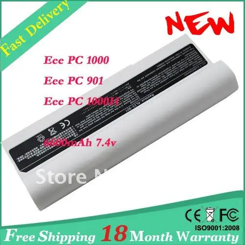 Bianco Batteria Del Computer Portatile Per Asus Eee Pc 901 Eee Pc 1000 Eee Pc 1000H Al23-901 Batteria 6600Mah