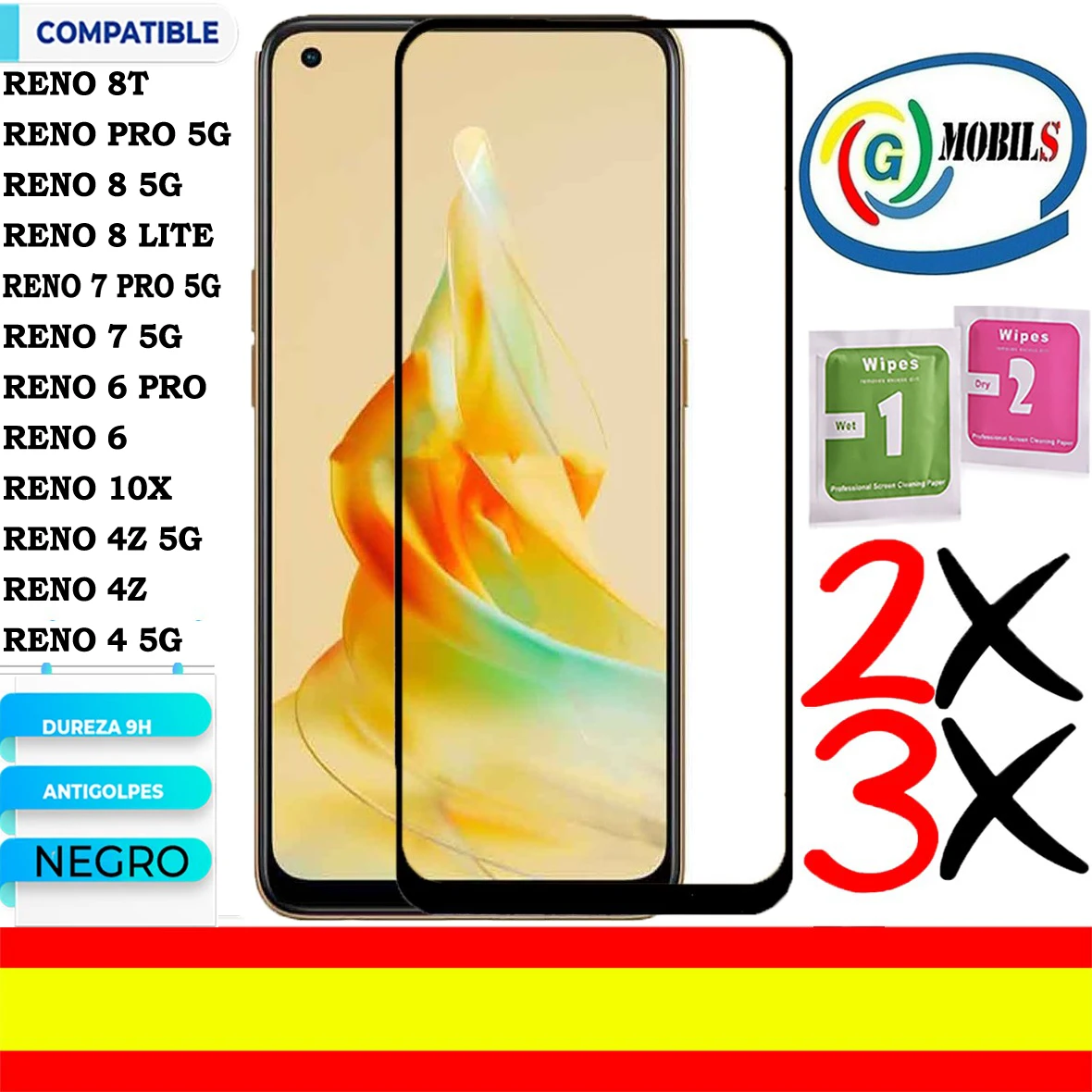 Pellicola Salvaschermo Compatibile Oppo Reno 8T, Reno 8 Pro 5G, Reno 8 5G, Reno 8 Lite, Reno 7 Pro 5G, Reno 7 5G, Reno 6 Pro, Reno 6, Reno 10X Zoom, R