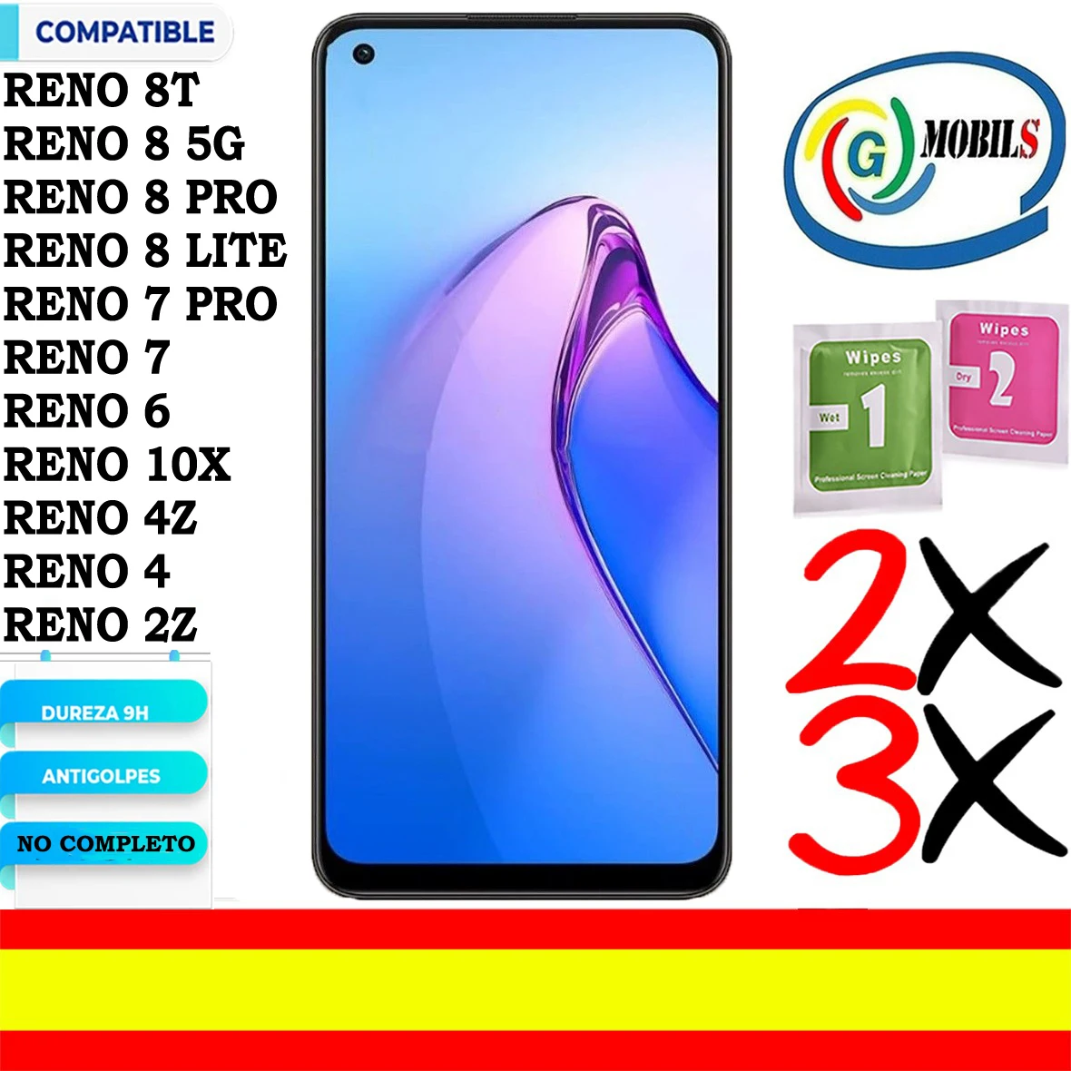 Pellicola Salvaschermo Generica Non Completamente Compatibile Oppo Reno 8T, Reno 8 5G, Reno 8 Pro 5G, Reno 8 Lite, Reno 7 Pro, Reno 7, Reno 6, Reno 10