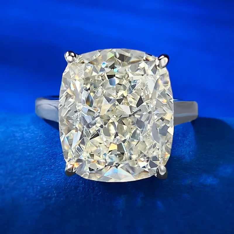 Simulazione Di Fascia Alta Diamante 12*14 Fede Nuziale Diamante Ad Alto Tenore Di Carbonio 6 Carati Taglio Ghiaccio G Colore S925 Anello In Argento St