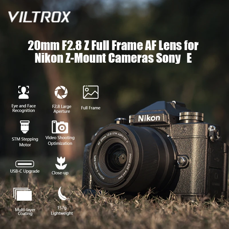 Viltrox 20Mm F2.8 Per Sony E Lens Nikon Z Mount Lens Full Frame Obiettivo Della Fotocamera Obiettivo Vlog Con Messa A Fuoco Automatica Ultra Grandango