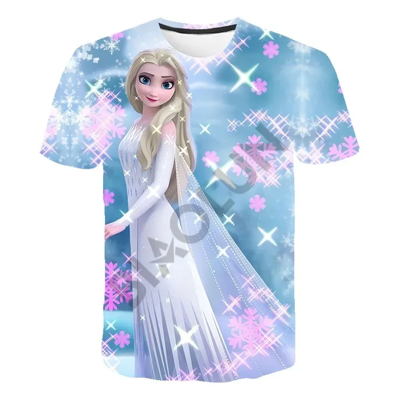 Disney Frozen Elsa Princess Anna Princess 3D Printed Girl T-Shirt Snow Queen Bambini Dream Beautiful Summer Tops Custom Tees