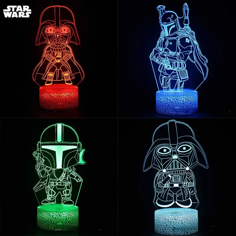 Star Wars Baby Yoda 3D Night Light Cartoon Led Lamp Anime 7 Colori Lampara Table Lampe Bedroom Decor Nightlight Toy Regalo Per Bambini