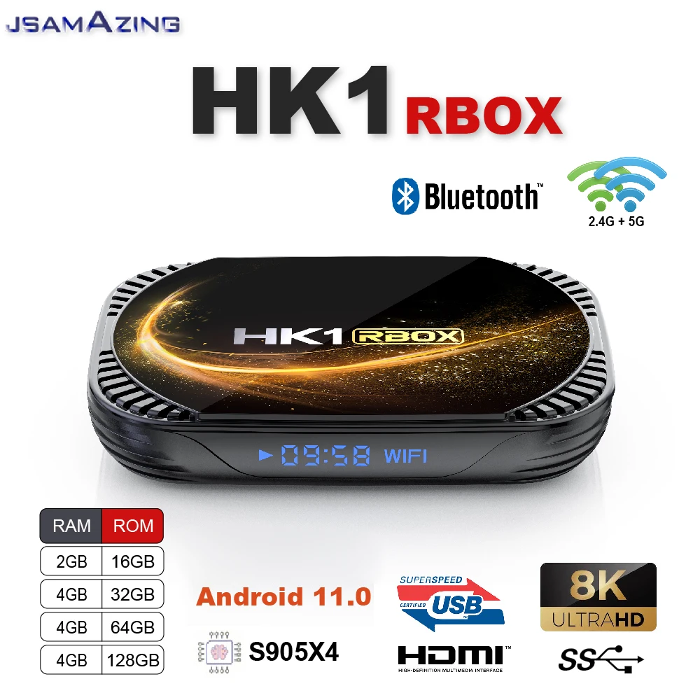 Hk1 Rbox X4S Android 11.0 Amlogic S905X4 Smart Tv Box 8K 4G 32/ 64/128Gb 3D Wifi 2.4G E 5G Google Stream Media Player Yutu
