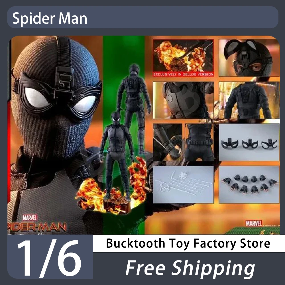 Original Hot Toys Spider Man Stealth Suit Action Figurine Spiderman Far From Home Movie Figures 1/6 Mobile Model Toys Gifts