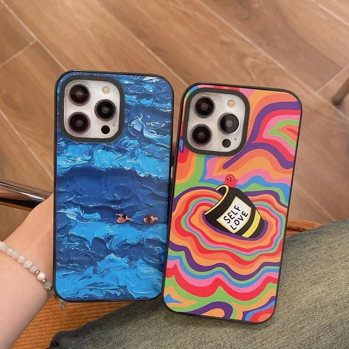 Semplice Blue Sea 2.0 Versione Acrilico Aggiornamento Bordo Custodia Per Telefono Cover Per Iphone 11 12 13 14 15 Pro Max Custodia Per Iphone 15 Pro M
