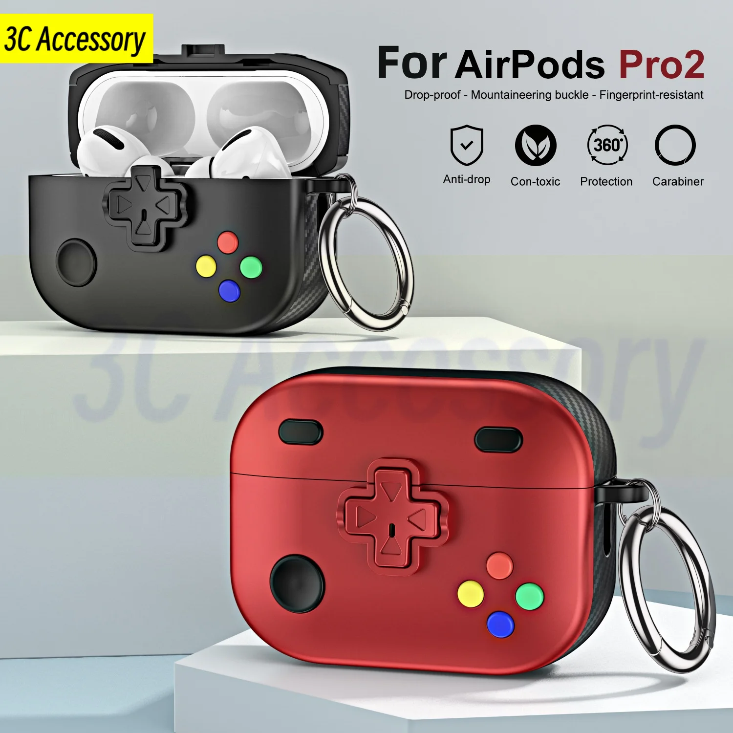 Nuova Custodia Per Airpods Pro 2(2023) Cover Type-C Console Di Gioco Design Custodia Protettiva Con Fibbia Antigoccia Per Airpods Pro 2 Cover Funda