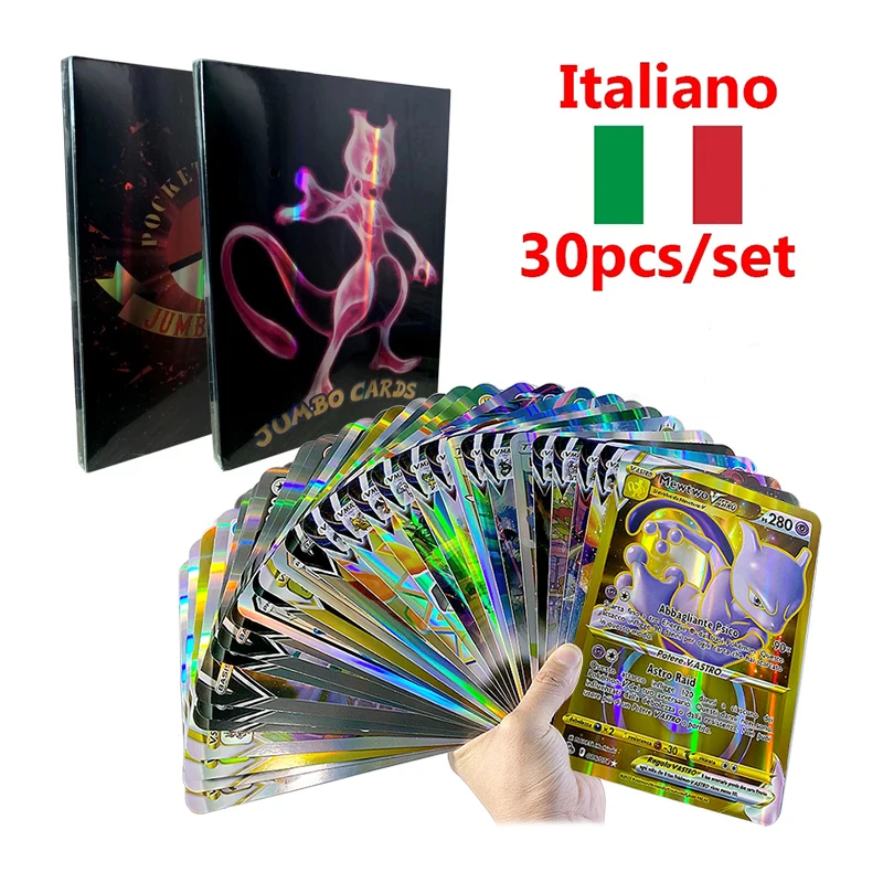 5-30 Pz/Set Carte Pokemon Jumbo Card Italiano Inglese Vmax Gx Color Energy Card Pikachu Rare Collection Battle Trainer Regalo Per Ragazzi
