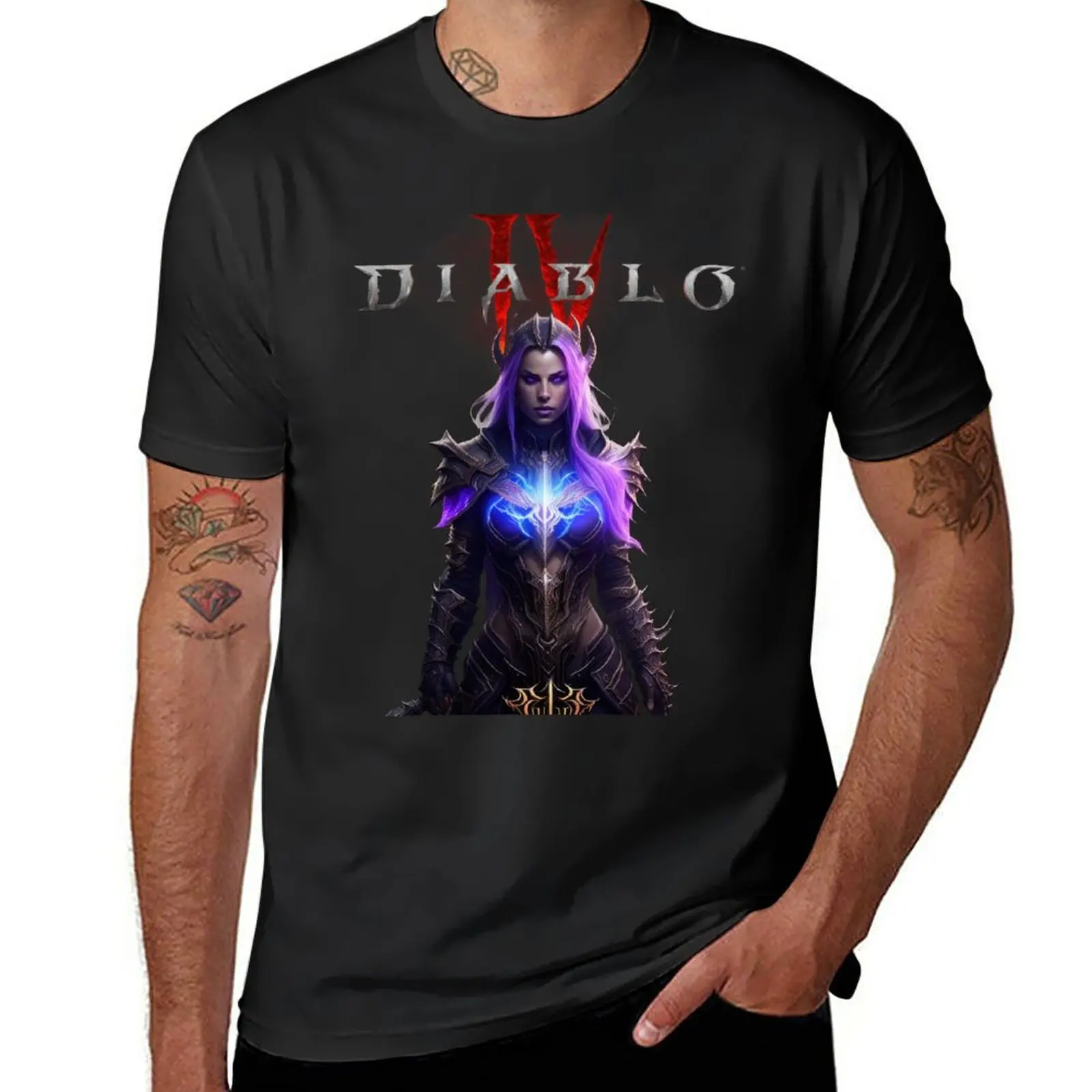 New Diablo 4 Female Shadow Rogue With Purple Hair T-Shirt Felpe Magliette Nere T-Shirt Per Uomo