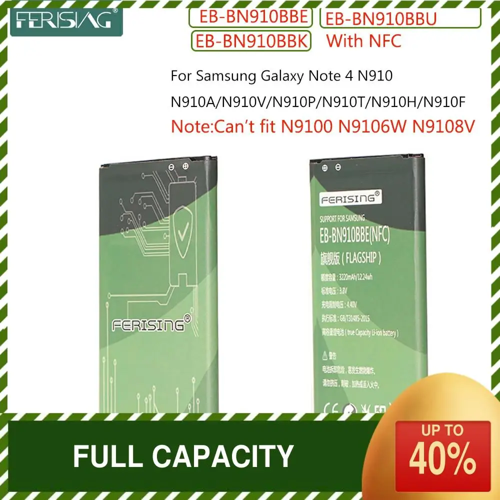 Batteria Per Samsung Note4 Per Samsung Galaxy Note 4 N910 N910F N910H Bateria Eb-Bn910Bbe 3220Mah Con Batterie Nfc