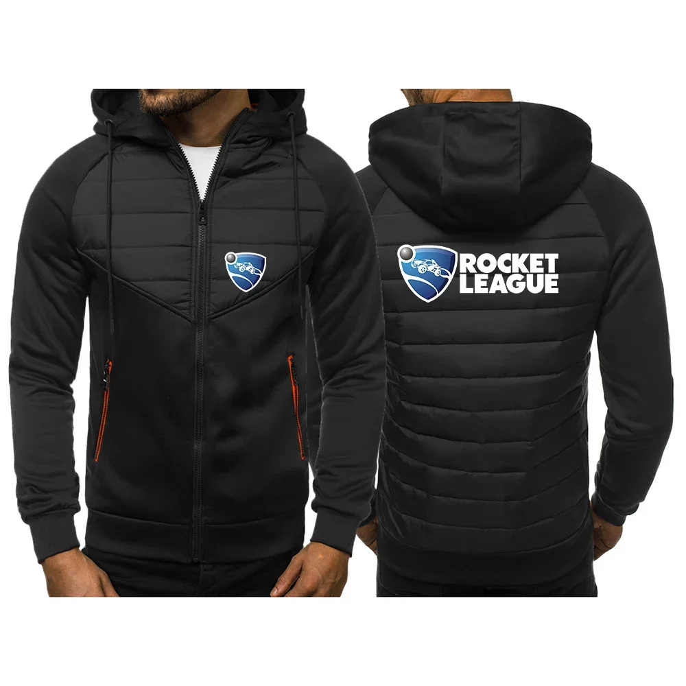 Rocket League 2024 New Man Jacket Cotton Warmer Zipper Hooded Maniche Lunghe Patchwork Fashion Jackets Slim Fit Elasticity Men Top