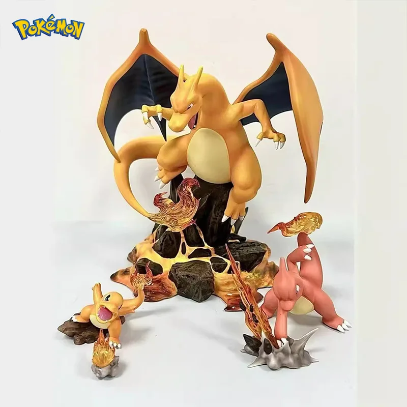 Anime Pokemon Charmander Charizard Dracaufeu Charmeleon Evolution Ver Pvc Action Figure Game Statue Modello Da Collezione Giocattoli Bambola