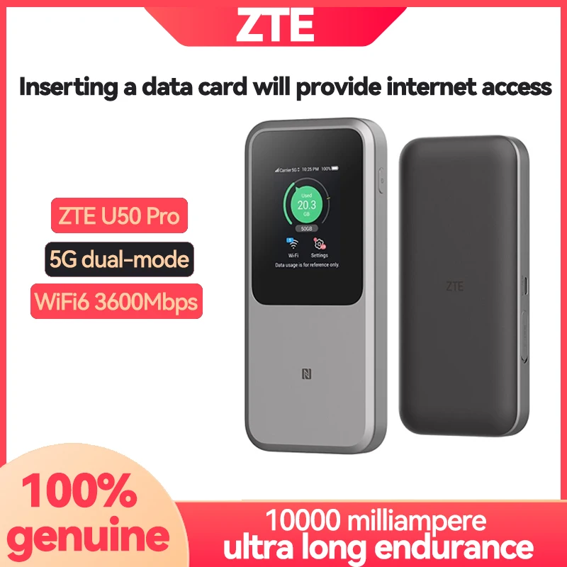 Zte 5G Wifi Portatile U50 Pro 10000Mah Mobile Portatile Wifi 6 Router Hotspot Mobile 5G Router Slot Per Sim Card Mu5120
