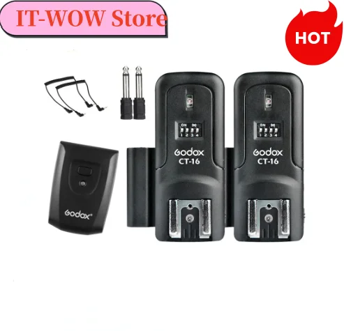 Godox Ct-16 16 Canali Wireless Radio Flash Trigger Trasmettitore + 2X Ricevitore Set Per Canon Nikon Pentax Studio Speedlite Flash