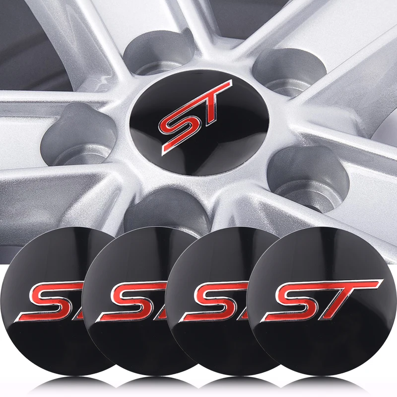 4Pc 56Mm Car Wheel Center Hub Caps Sticker Tire Rim Covers Adesivi Accessori Auto Per Ford St Fiesta Shelby Edge Kuga Mustang