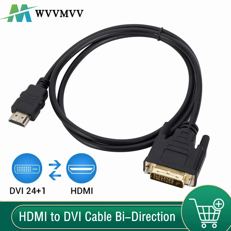 Cavo Adattatore Wvvmvv 4K Hdmi A Dvi Maschio A Maschio Dvi 24 + 1 Convertitore Da Dvi A Hdmi Bidirezionale Per Monitor Proiettore Tv Hd Pc