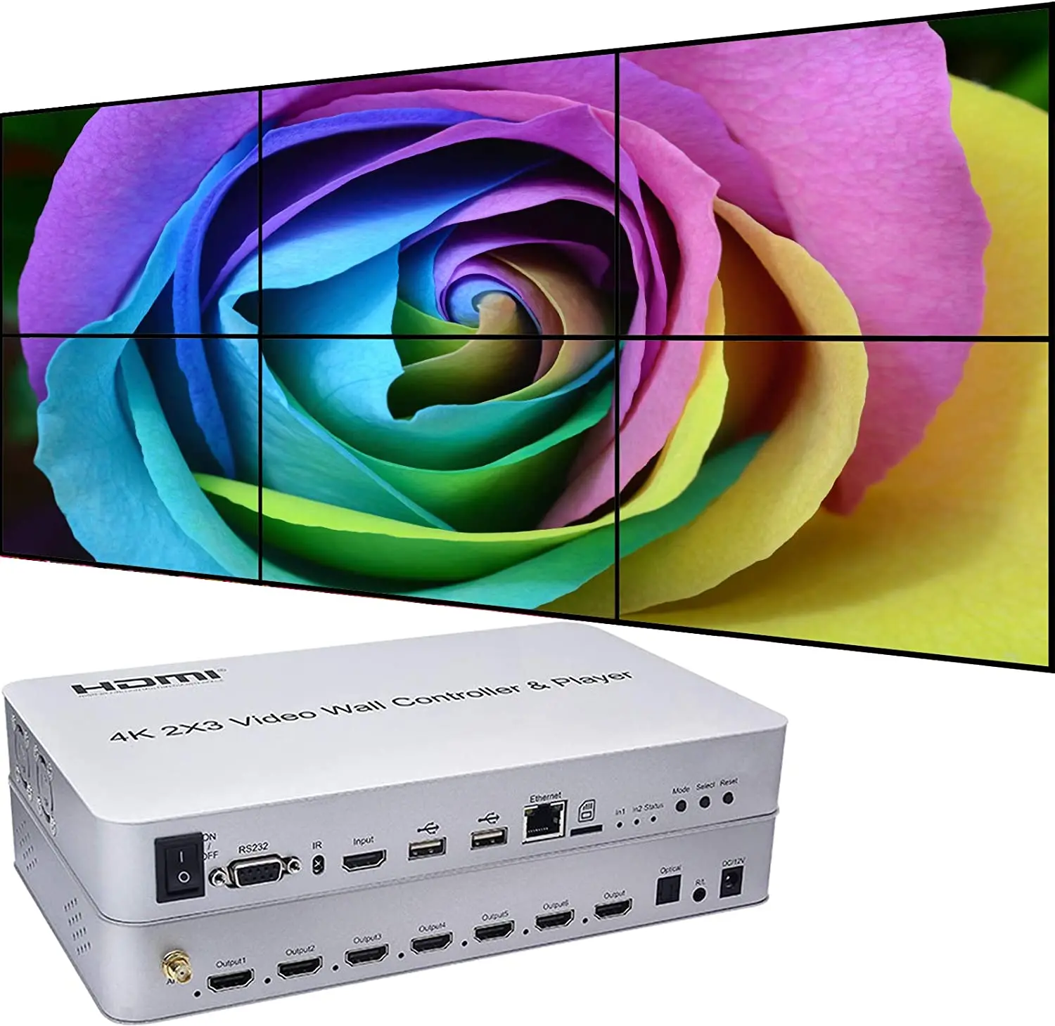 4K 1080P 2X3 Splicer 2X2 Splicing Screen Tv Wall Processor Hdmi Usb Player Video Wall Controller Supporto Kvm Usb Keyboard Mouse