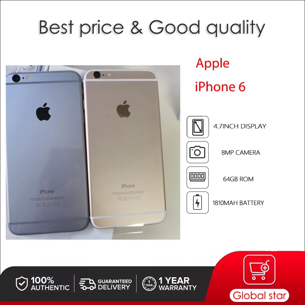 Originale Apple Iphone 6 Sbloccato Usato Ios A8 4.7 "16/64/128Gb Rom Cellulare 8Mp Smartphone Con Impronte Digitali