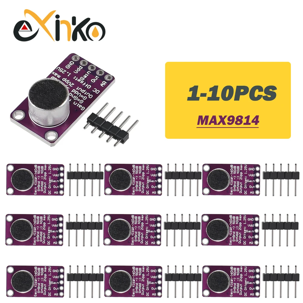 1-10 Pz Max9814 Microfono Agc Scheda Amplificatore Modulo Sensore Di Suono Attacco Di Controllo Del Guadagno Automatico Per Arduino Max4466 Scheda Pcb