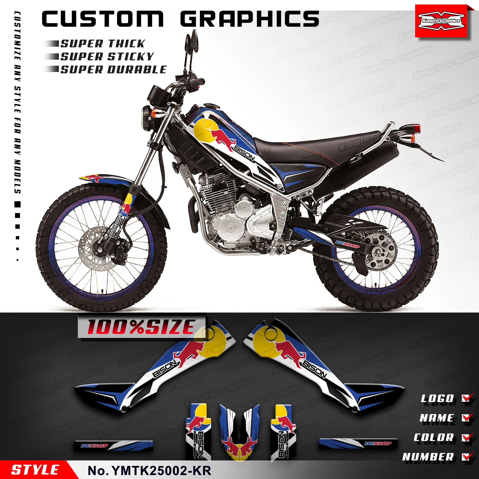 Kungfu Graphics Moto Graphics Vinyl Sticker Per Yamaha Tricker 250, Ymtk25002-Kr