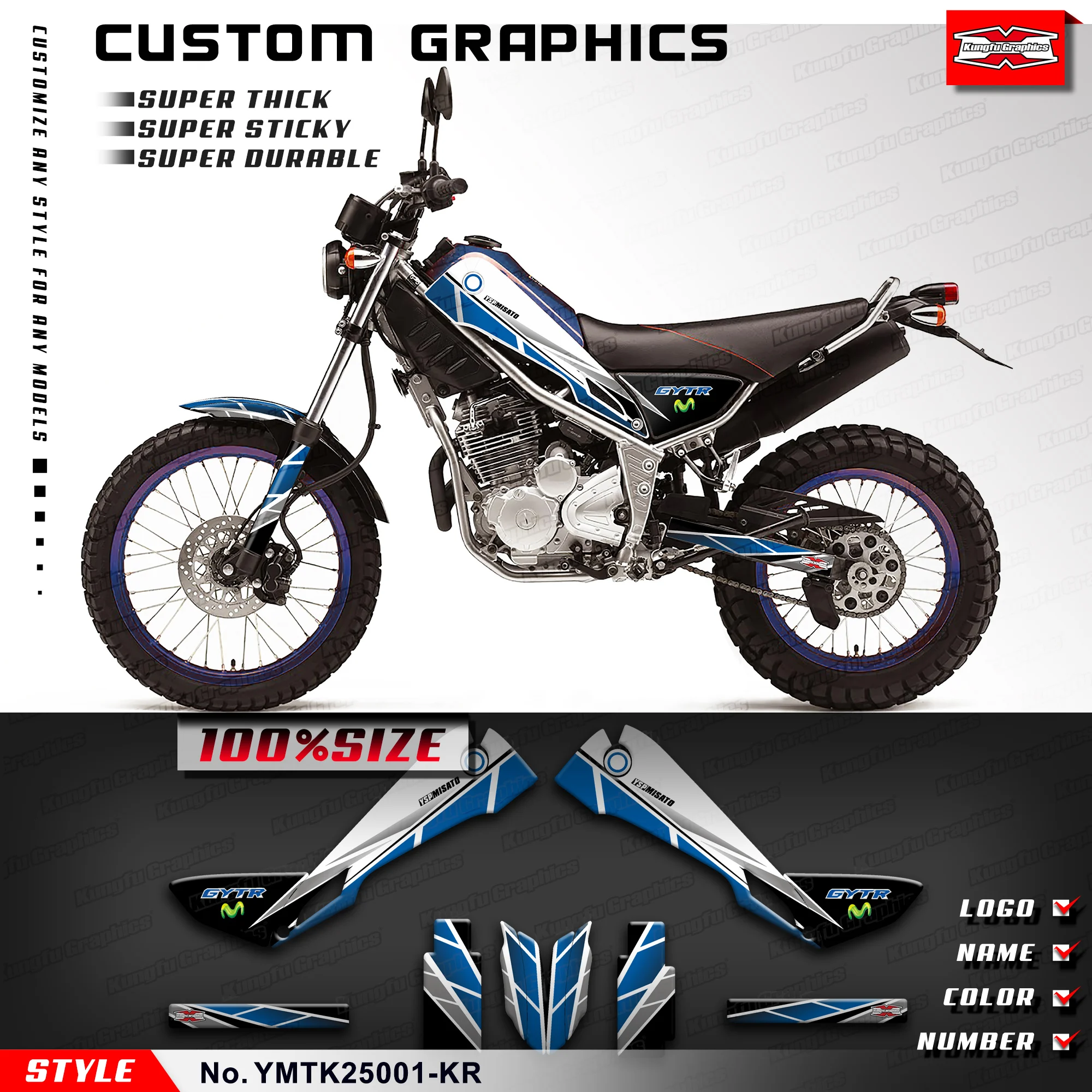 Kungfu Graphics Avvolgimento Grafico Moto Per Yamaha Tricker 250, Ymtk25001-Kr