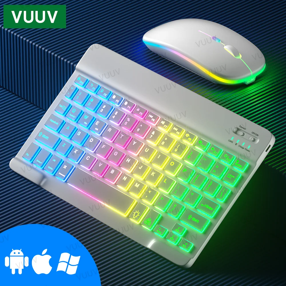 Tastiera Wireless Retroilluminata Bluetooth Mouse Per Tastiera Tablet Android Ios Windows Per Ipad Xiaomi Samsung Tastiera Silenziosa