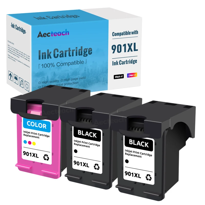 Aecteach Per Cartuccia Hp 901 Officejet 4500 4680 Per Cartuccia D'Inchiostro Hp 901Xl Per Hp Officejet 4500 J4500 J4540 J4550 J4580 J4640