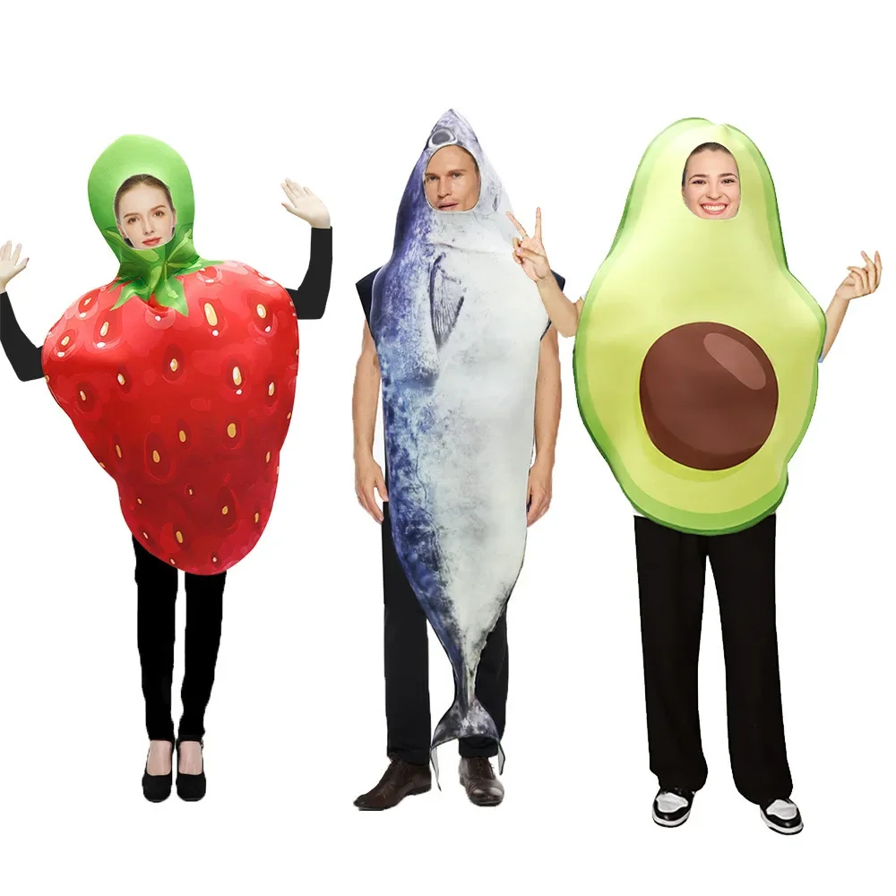 Halloween Adulto Divertente Cosplay Costume Di Frutta Banana Fragole Carnevale Vestire Vestito Partito Purim Fancy Dress Stage Show