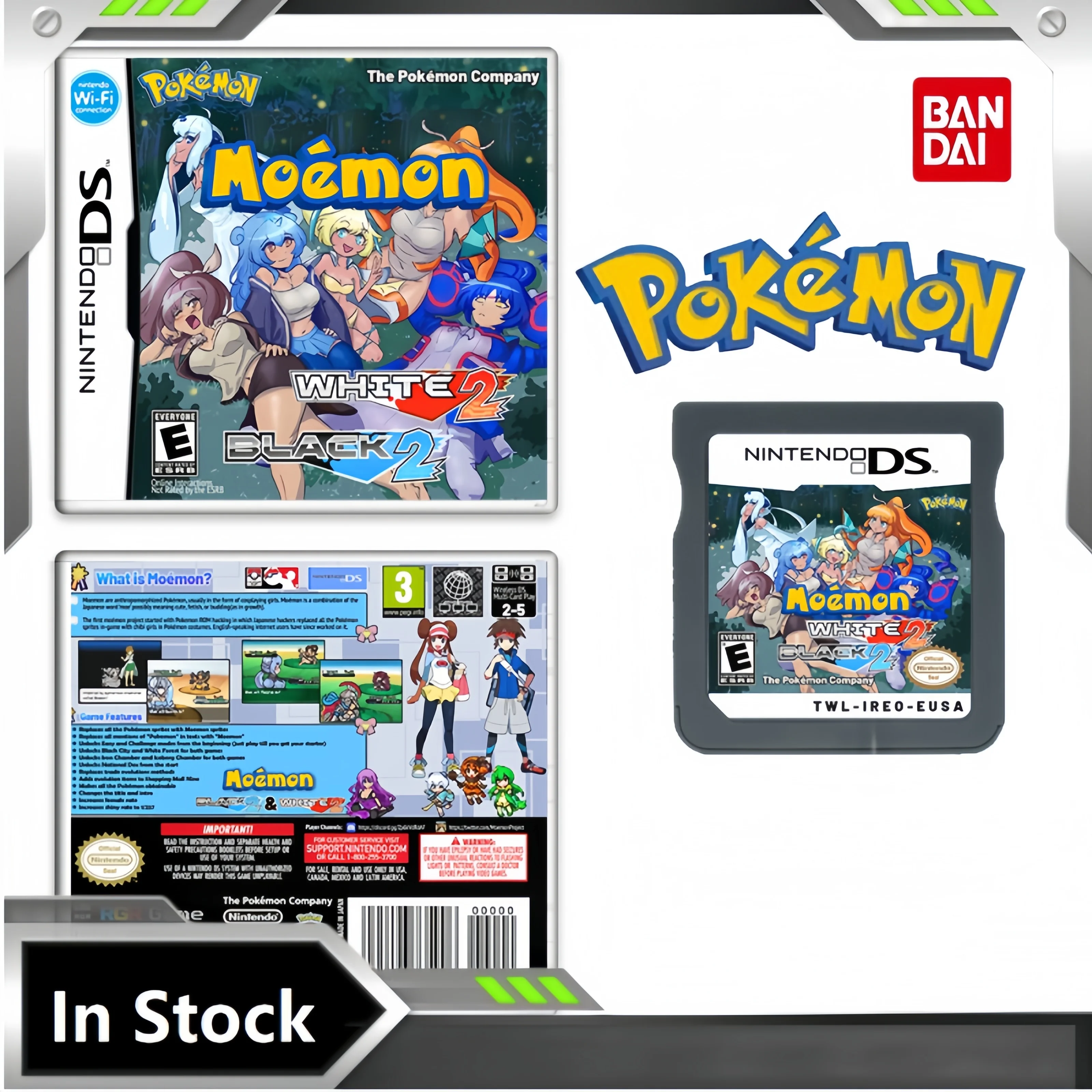 Pokemon Nds Moemon Nero 2 Bianco 2 Versione Usa Scheda Console Per Videogiochi Inglese Modalità Facile E Sfida Regalo Nazionale Dex Sbloccato