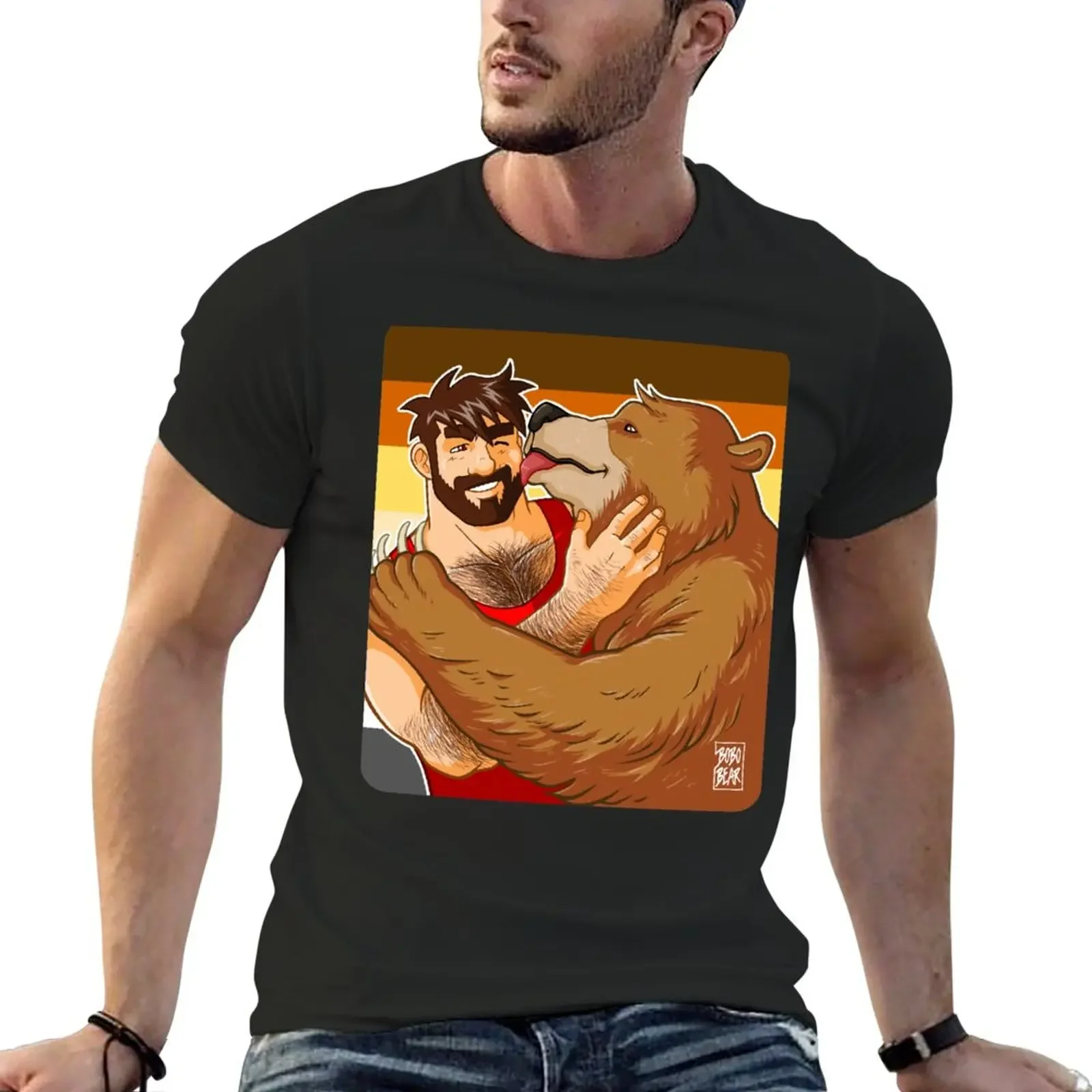 Bear Kiss - Bear Pride T-Shirt Summer Top Funnys T-Shirt Aderenti Per Uomo