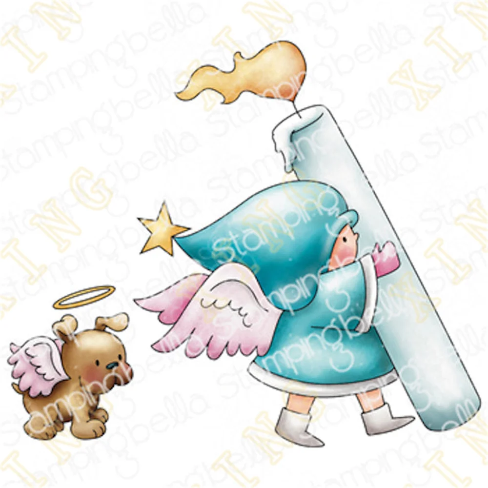 New Bundle Girl & Puppy Candle Bearers Metal Cutting Dies Clear Timbri Scrapbook Diary Decoration Goffratura Stencil Template
